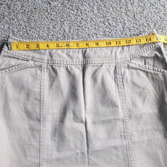 Pendleton 100% cotton tan full length a-line skirt pockets zip side button - Picture 11 of 12